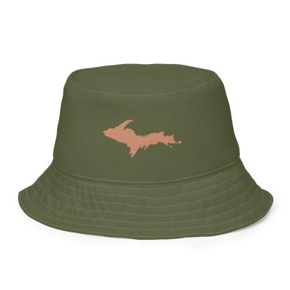 Michigan Upper Peninsula Bucket Hat (w/ Copper UP Outline) | Reversible - Army Green