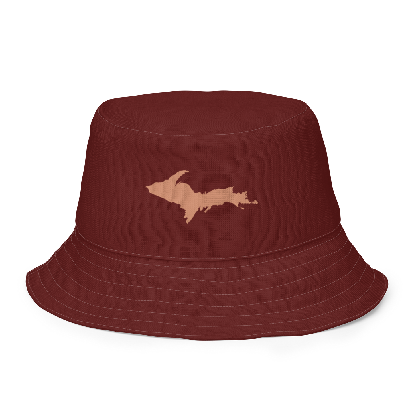 Michigan Upper Peninsula Bucket Hat (w/ Copper UP Outline) | Reversible - Cherrywood Color