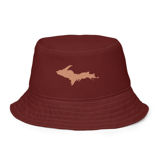 Michigan Upper Peninsula Bucket Hat (w/ Copper UP Outline) | Reversible - Cherrywood Color