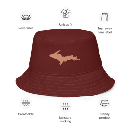 Michigan Upper Peninsula Bucket Hat (w/ Copper UP Outline) | Reversible - Cherrywood Color