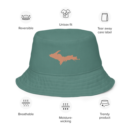 Michigan Upper Peninsula Bucket Hat (w/ Copper UP Outline) | Reversible - Copper Green