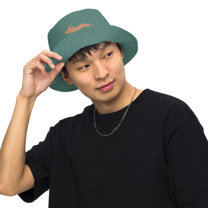 Michigan Upper Peninsula Bucket Hat (w/ Copper UP Outline) | Reversible - Copper Green