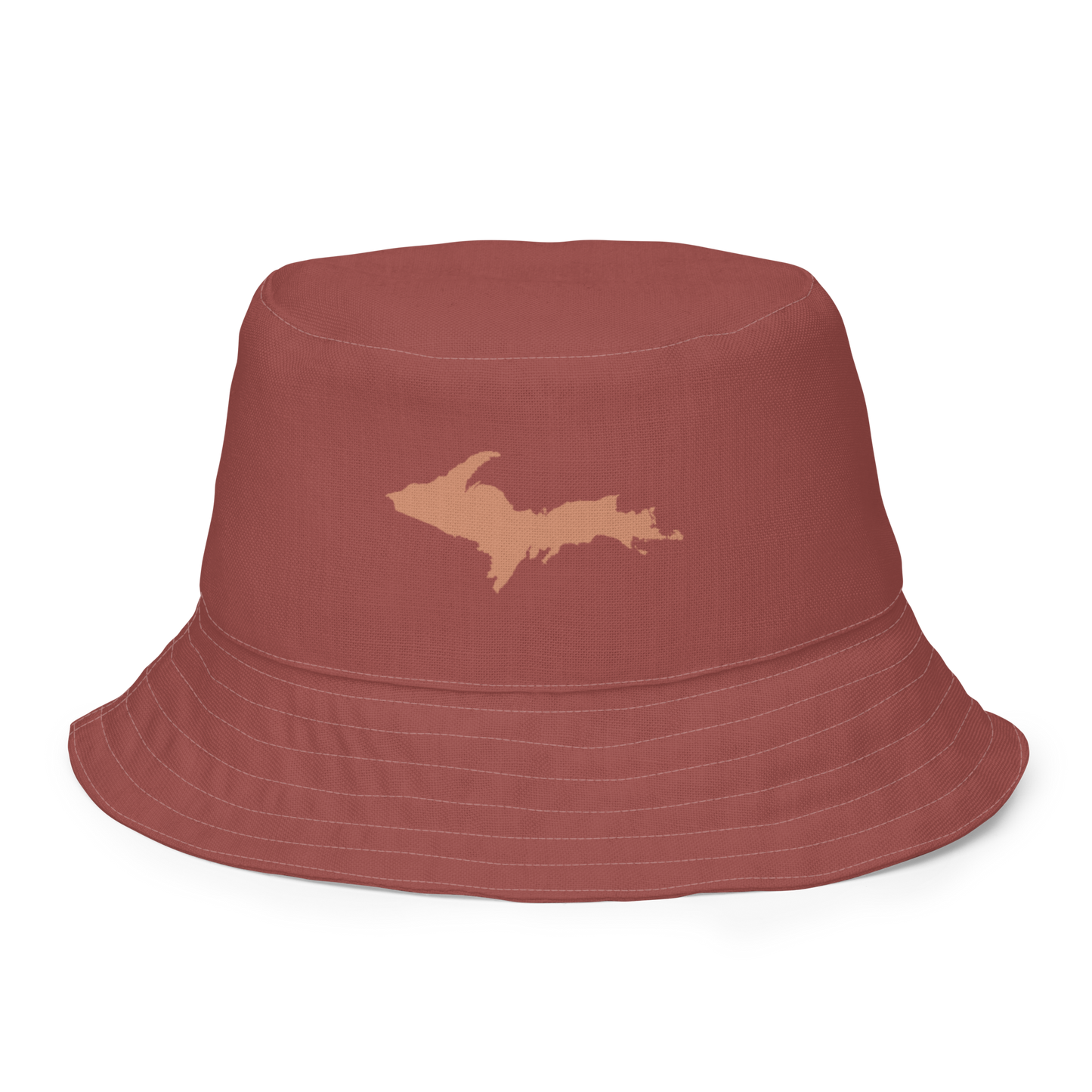 Michigan Upper Peninsula Bucket Hat (w/ Copper UP Outline) | Reversible - Ore Dock Red