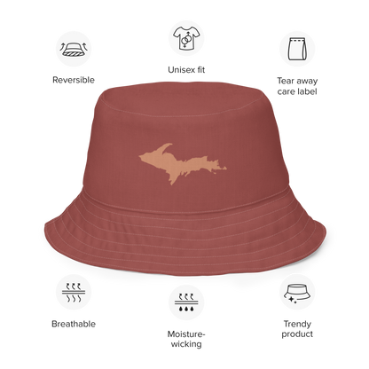 Michigan Upper Peninsula Bucket Hat (w/ Copper UP Outline) | Reversible - Ore Dock Red