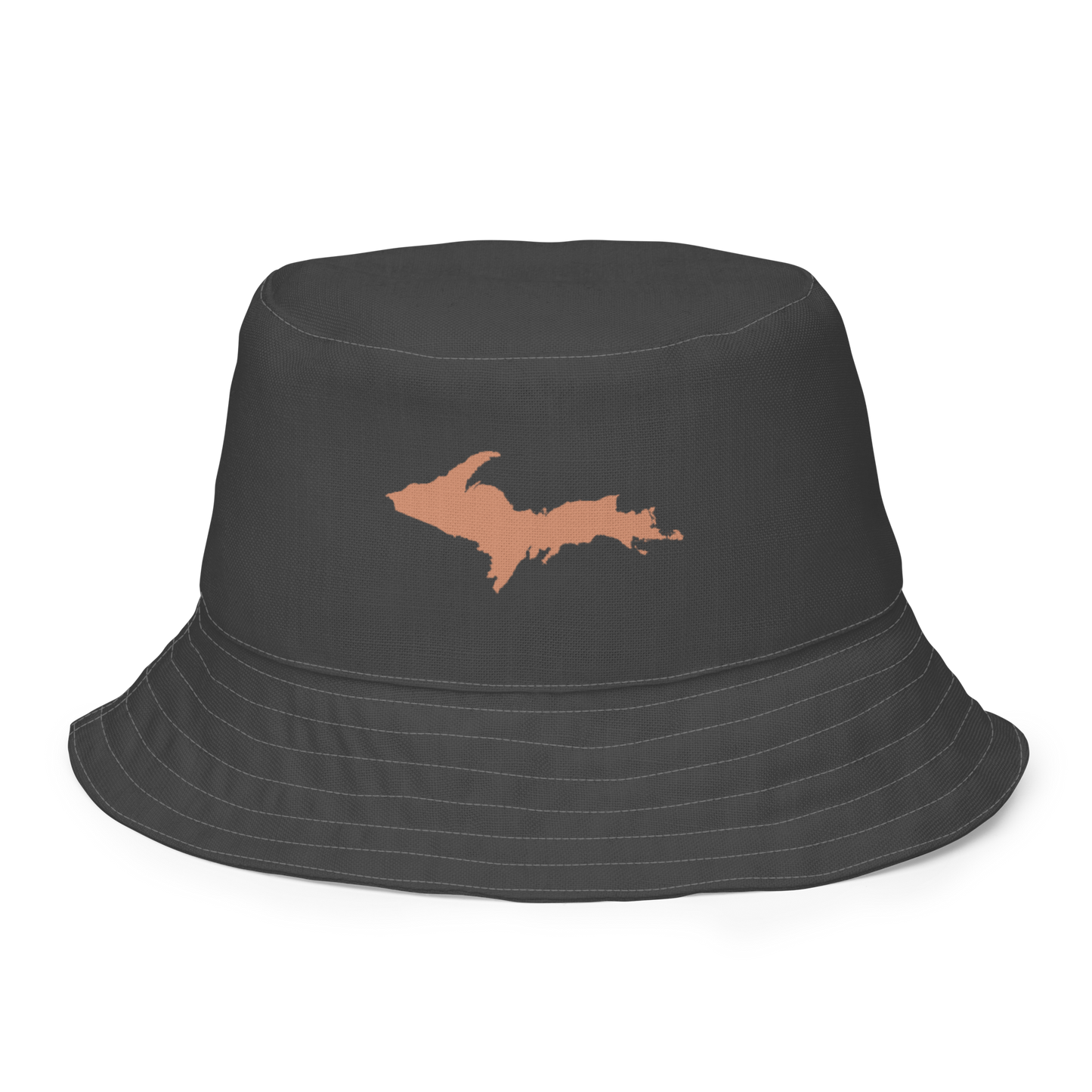 Michigan Upper Peninsula Bucket Hat (w/ Copper UP Outline) | Reversible - Iron Ore Grey