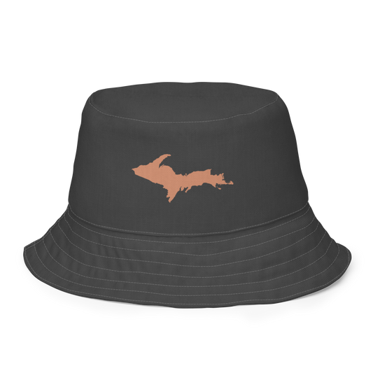 Michigan Upper Peninsula Bucket Hat (w/ Copper UP Outline) | Reversible - Iron Ore Grey