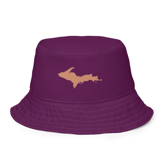 Michigan Upper Peninsula Bucket Hat (w/ Copper UP Outline) | Reversible - Tyrian Purple