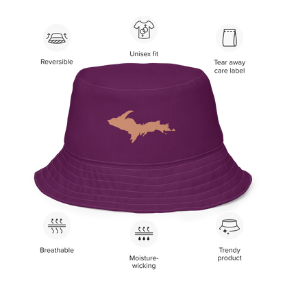 Michigan Upper Peninsula Bucket Hat (w/ Copper UP Outline) | Reversible - Tyrian Purple