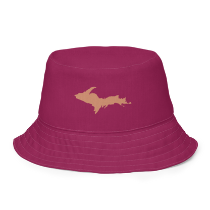 Michigan Upper Peninsula Bucket Hat (w/ Copper UP Outline) | Reversible - Ruby Red