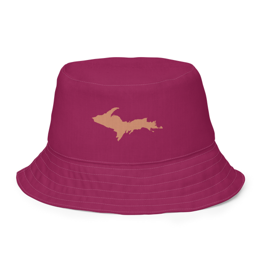 Michigan Upper Peninsula Bucket Hat (w/ Copper UP Outline) | Reversible - Ruby Red