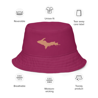 Michigan Upper Peninsula Bucket Hat (w/ Copper UP Outline) | Reversible - Ruby Red