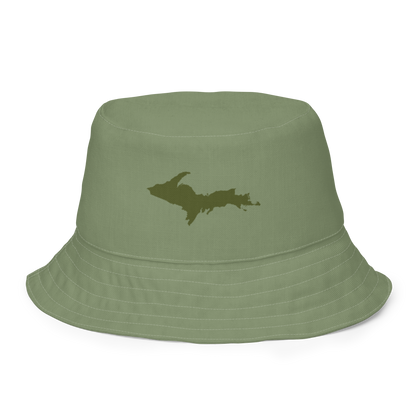 Michigan Upper Peninsula Bucket Hat (w/ Army Green UP Outline) | Reversible - Camo Green