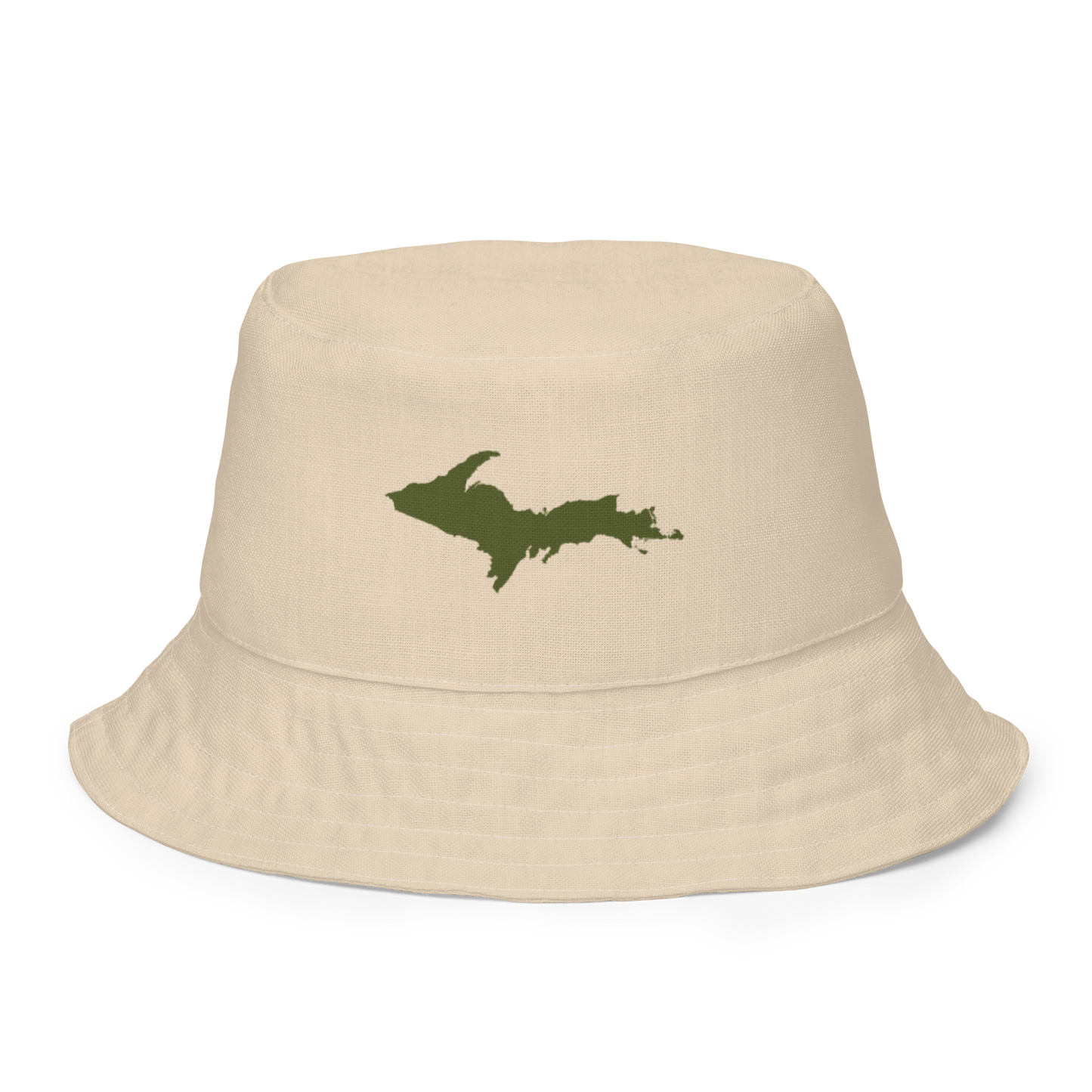 Michigan Upper Peninsula Bucket Hat (w/ Army Green UP Outline) | Reversible - Canvas Color