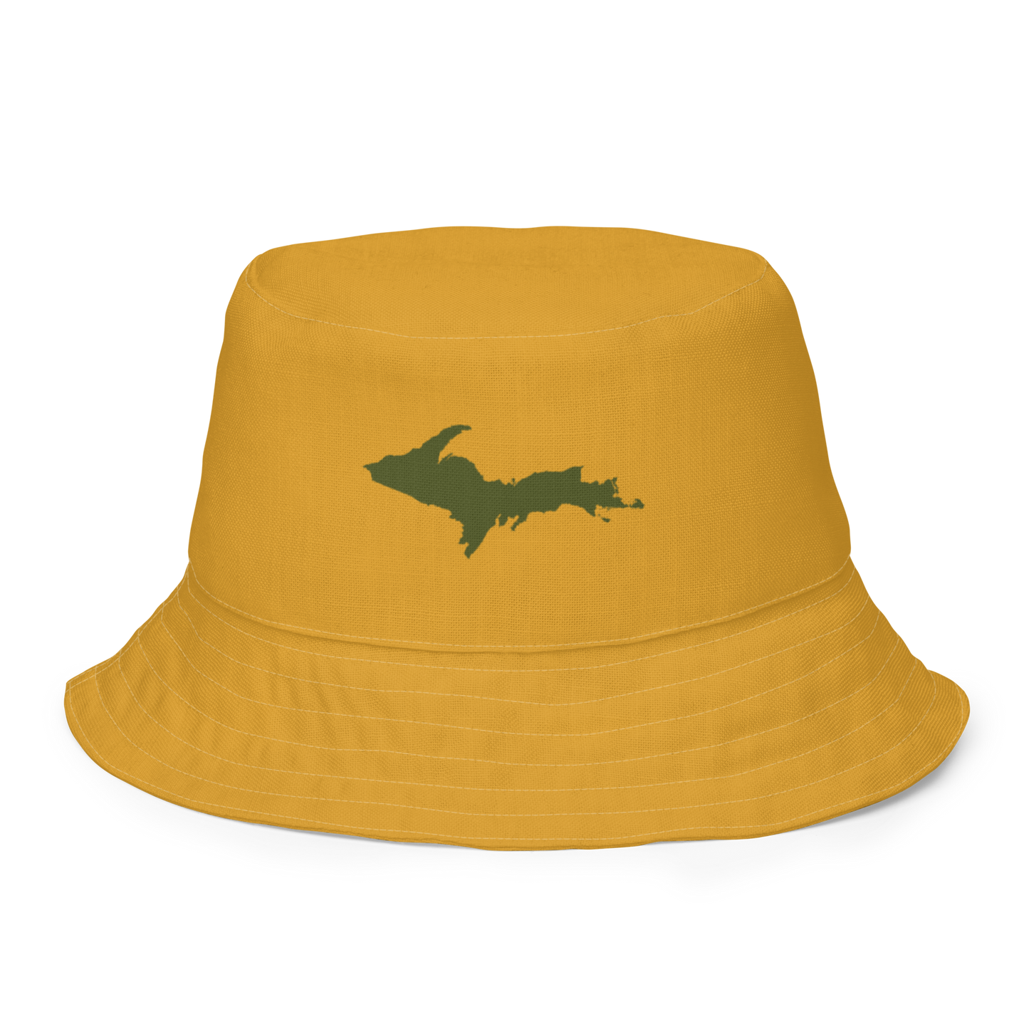 Michigan Upper Peninsula Bucket Hat (w/ Army Green UP Outline) | Reversible - Gold