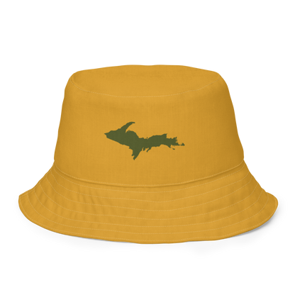 Michigan Upper Peninsula Bucket Hat (w/ Army Green UP Outline) | Reversible - Gold