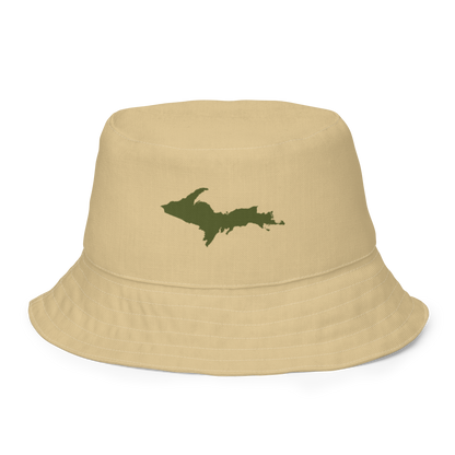 Michigan Upper Peninsula Bucket Hat (w/ Army Green UP Outline) | Reversible - Maple Color