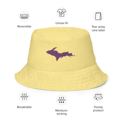 Michigan Upper Peninsula Bucket Hat (w/ Plum UP Outline) | Reversible - Cherry Yellow