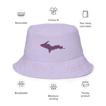 Michigan Upper Peninsula Bucket Hat (w/ Plum UP Outline) | Reversible - Lavender