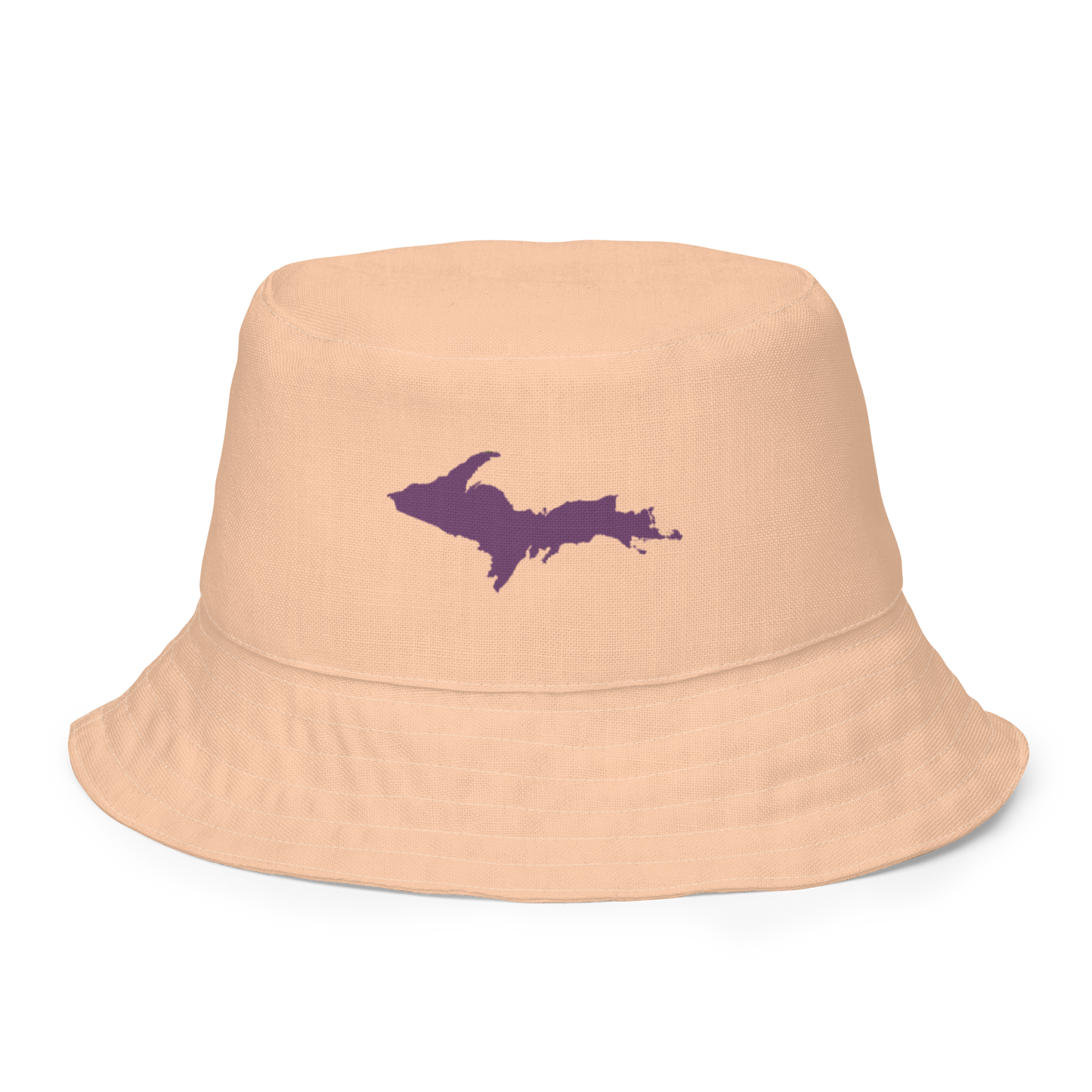 Michigan Upper Peninsula Bucket Hat (w/ Plum UP Outline) | Reversible - Peach Color