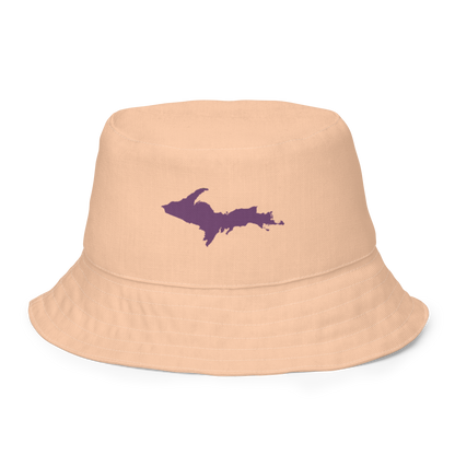 Michigan Upper Peninsula Bucket Hat (w/ Plum UP Outline) | Reversible - Peach Color