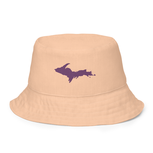 Michigan Upper Peninsula Bucket Hat (w/ Plum UP Outline) | Reversible - Peach Color