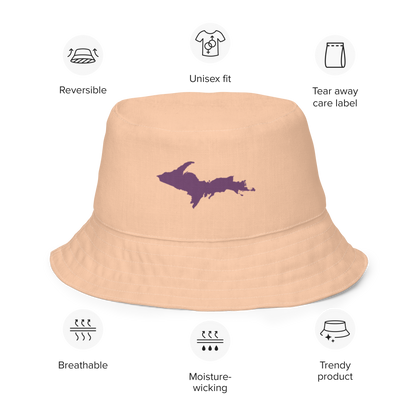 Michigan Upper Peninsula Bucket Hat (w/ Plum UP Outline) | Reversible - Peach Color