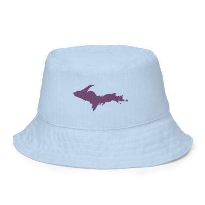 Michigan Upper Peninsula Bucket Hat (w/ Plum UP Outline) | Reversible - Light Blue