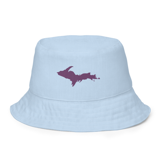 Michigan Upper Peninsula Bucket Hat (w/ Plum UP Outline) | Reversible - Light Blue