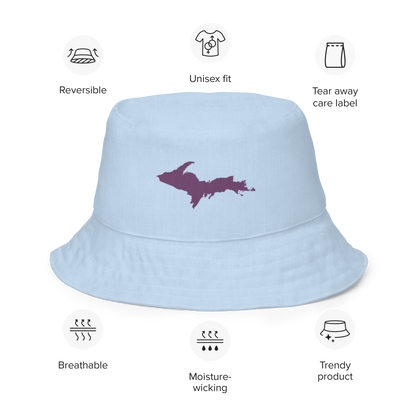 Michigan Upper Peninsula Bucket Hat (w/ Plum UP Outline) | Reversible - Light Blue