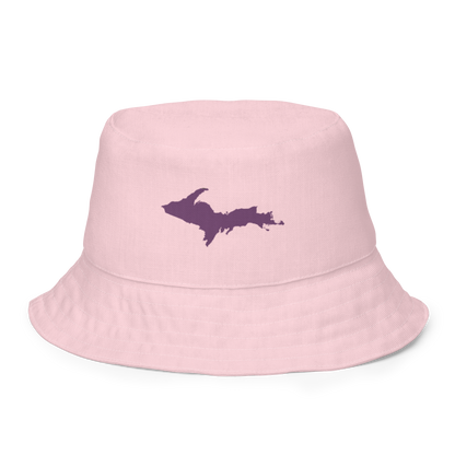 Michigan Upper Peninsula Bucket Hat (w/ Plum UP Outline) | Reversible - Pale Pink