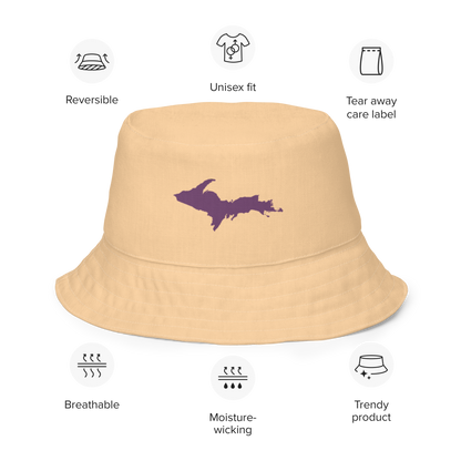 Michigan Upper Peninsula Bucket Hat (w/ Plum UP Outline) | Reversible - Pale Apricot