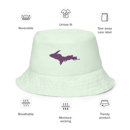 Michigan Upper Peninsula Bucket Hat (w/ Plum UP Outline) | Reversible - Dew Green