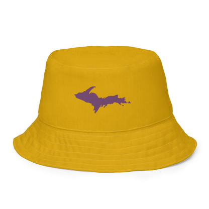 Michigan Upper Peninsula Bucket Hat (w/ Plum UP Outline) | Reversible - Gold