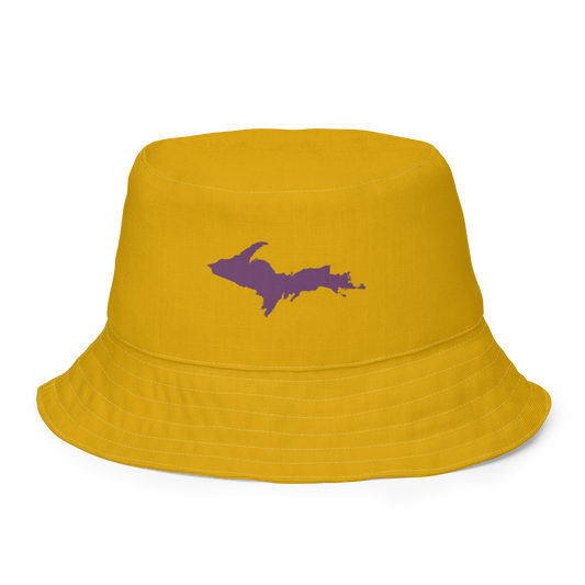 Michigan Upper Peninsula Bucket Hat (w/ Plum UP Outline) | Reversible - Gold