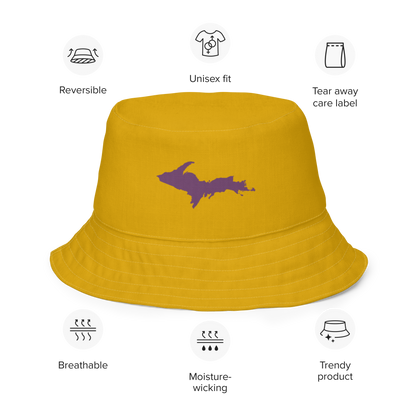 Michigan Upper Peninsula Bucket Hat (w/ Plum UP Outline) | Reversible - Gold