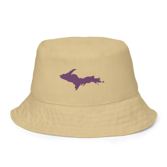 Michigan Upper Peninsula Bucket Hat (w/ Plum UP Outline) | Reversible - Maple Color