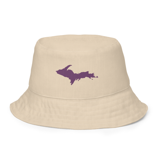 Michigan Upper Peninsula Bucket Hat (w/ Plum UP Outline) | Reversible - Canvas Color