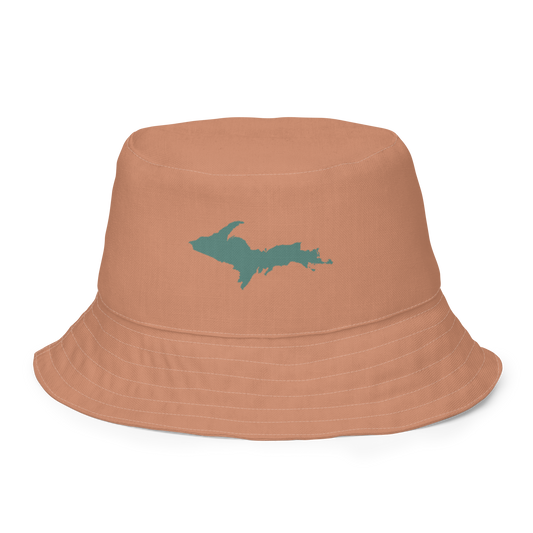 Michigan Upper Peninsula Bucket Hat (w/ Copper Green UP Outline) | Reversible - Copper Color