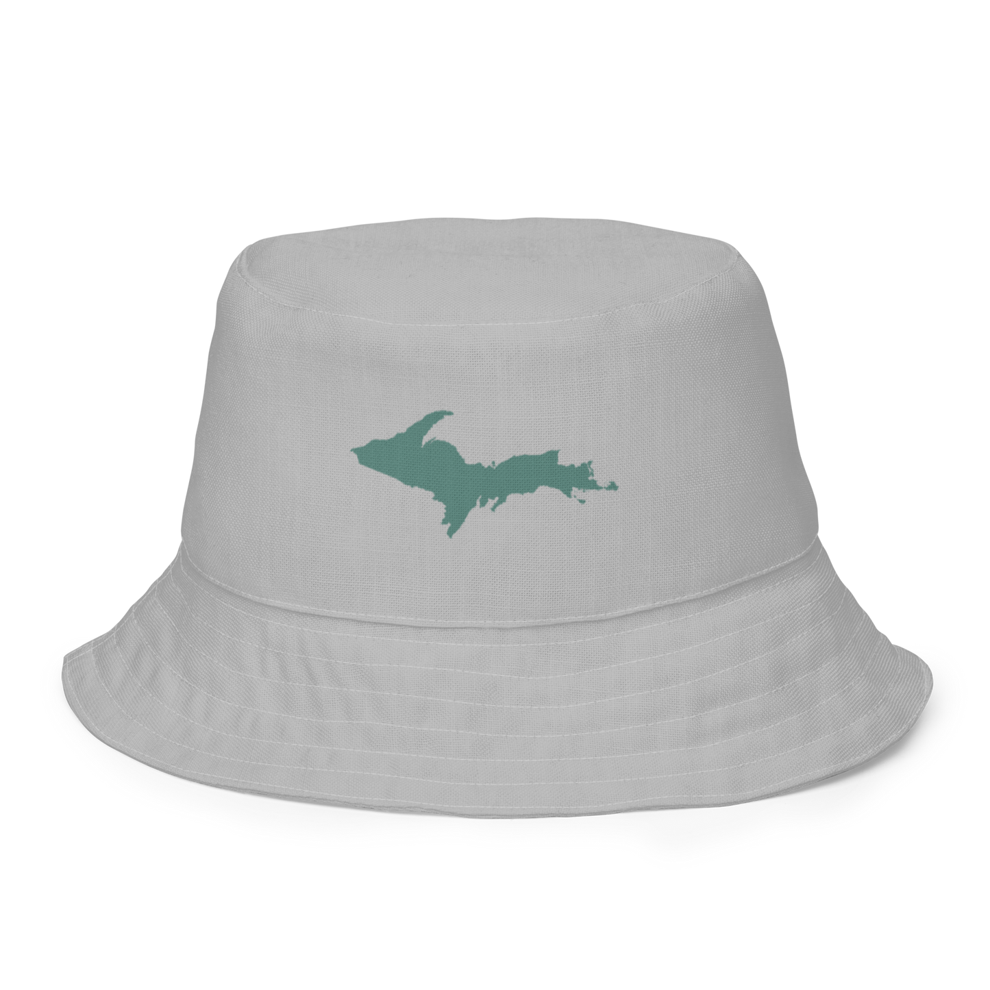 Michigan Upper Peninsula Bucket Hat (w/ Copper Green UP Outline) | Reversible - Silver