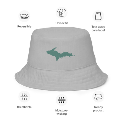 Michigan Upper Peninsula Bucket Hat (w/ Copper Green UP Outline) | Reversible - Silver