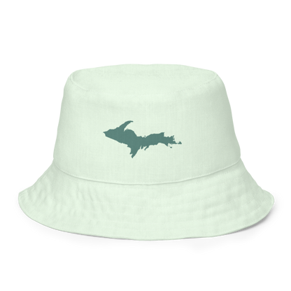 Michigan Upper Peninsula Bucket Hat (w/ Copper Green UP Outline) | Reversible - Dew Green