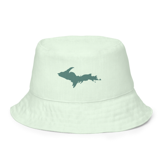 Michigan Upper Peninsula Bucket Hat (w/ Copper Green UP Outline) | Reversible - Dew Green