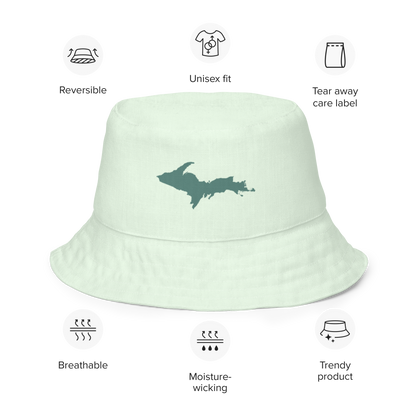 Michigan Upper Peninsula Bucket Hat (w/ Copper Green UP Outline) | Reversible - Dew Green