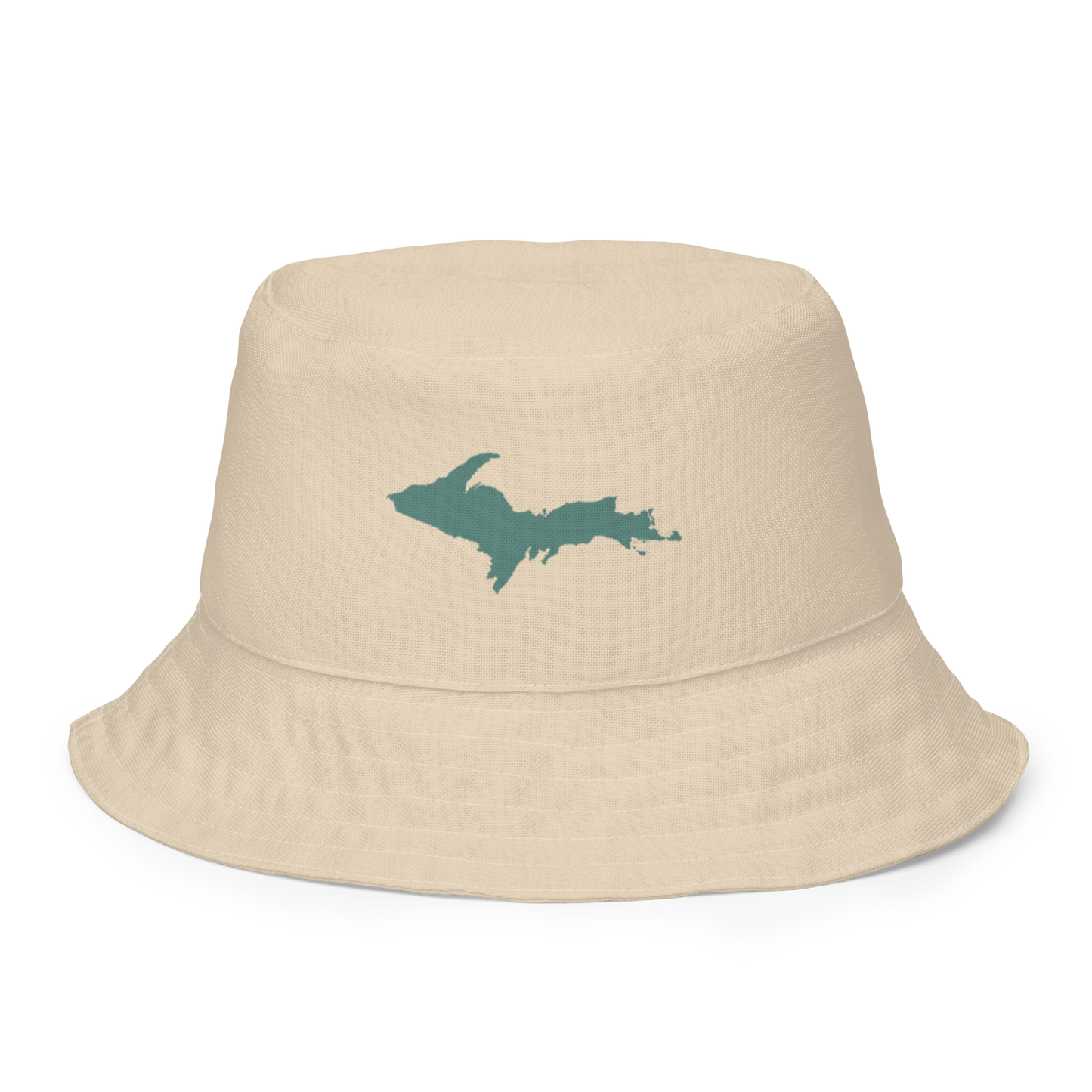 Michigan Upper Peninsula Bucket Hat (w/ Copper Green UP Outline) | Reversible - Canvas Color