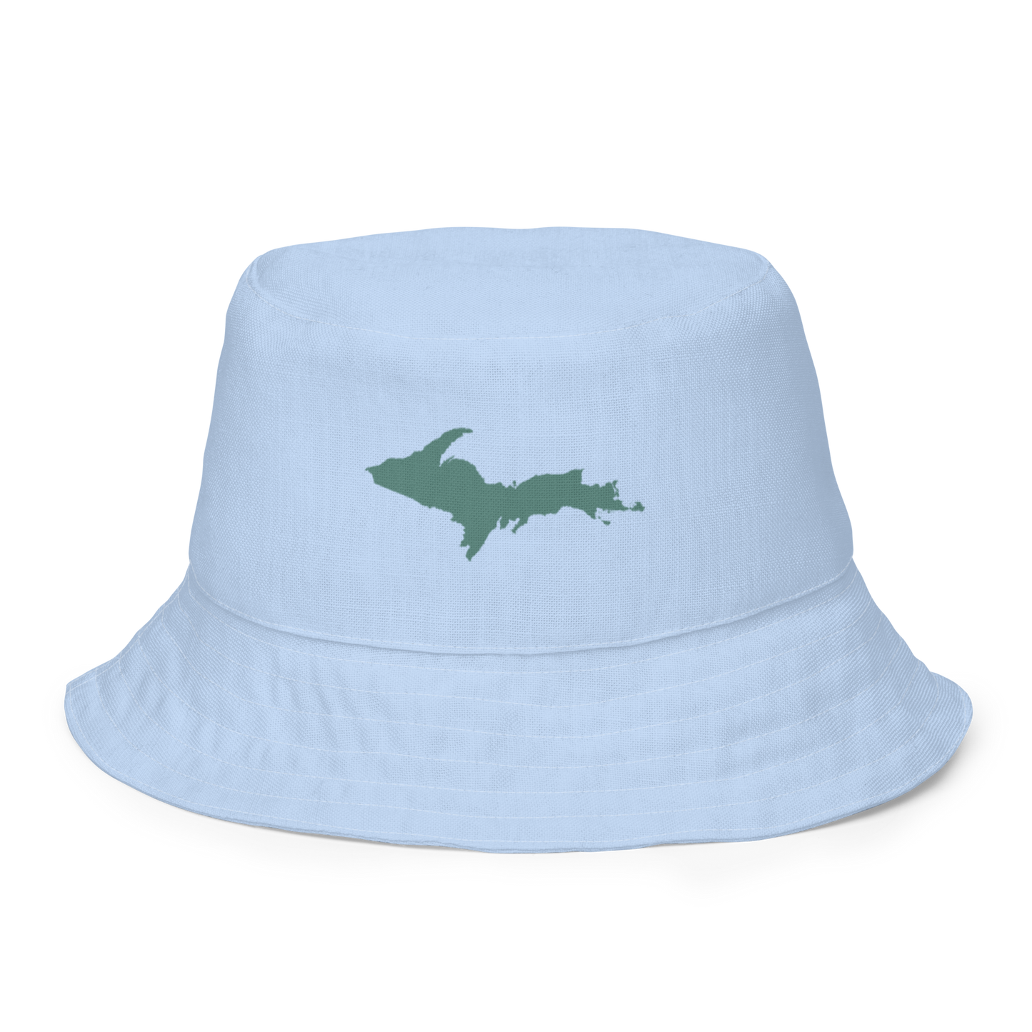 Michigan Upper Peninsula Bucket Hat (w/ Copper Green UP Outline) | Reversible - Light Blue