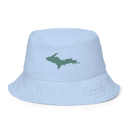 Michigan Upper Peninsula Bucket Hat (w/ Copper Green UP Outline) | Reversible - Light Blue