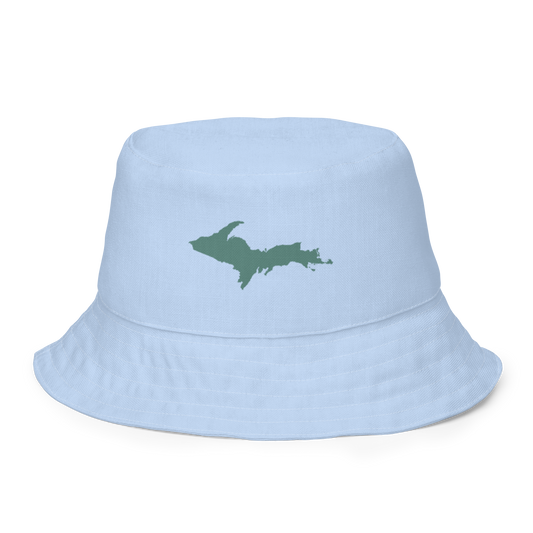 Michigan Upper Peninsula Bucket Hat (w/ Copper Green UP Outline) | Reversible - Light Blue