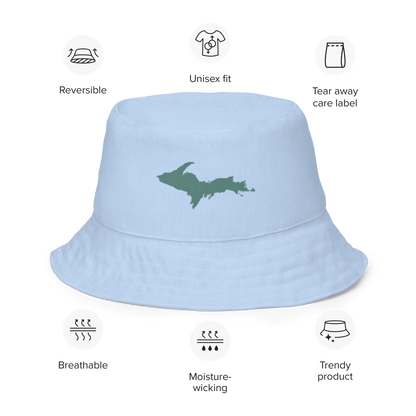 Michigan Upper Peninsula Bucket Hat (w/ Copper Green UP Outline) | Reversible - Light Blue