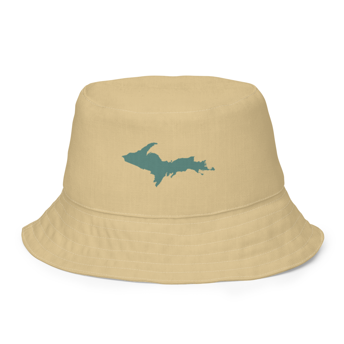 Michigan Upper Peninsula Bucket Hat (w/ Copper Green UP Outline) | Reversible - Maple Color