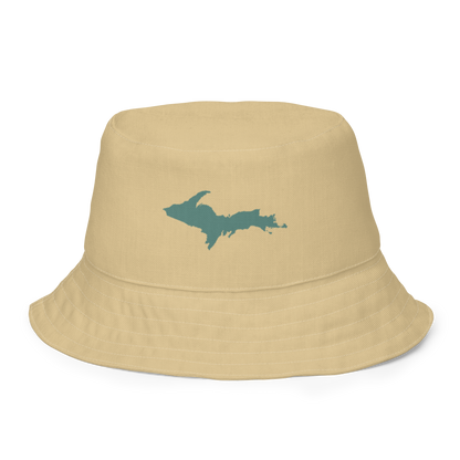 Michigan Upper Peninsula Bucket Hat (w/ Copper Green UP Outline) | Reversible - Maple Color